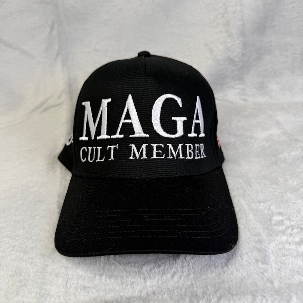 Otto MAGA Cult Member Hat Unisex OSFA Black Trump 45-47 American Flag Cap